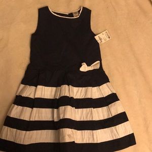 Baby girl dress Navy Blue and White